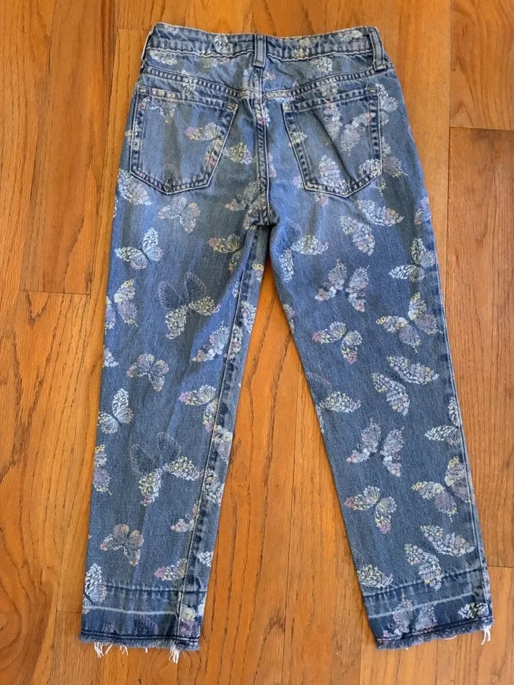 Gap Kids Girls Butterfly Girlfriend Jeans Floral Denim Size 8